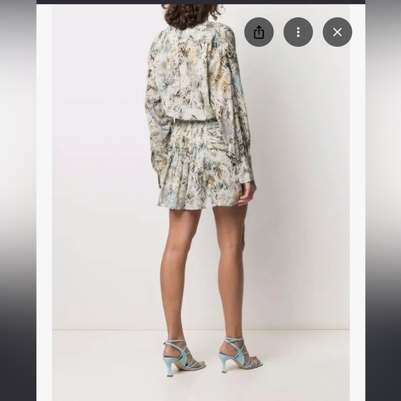 IRO Deniz Printed Long Sleeve Shirt Dress Green Multicolor NWT - Picture 7 of 11